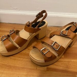 Swedish Hasbeens Brown Platform Sandals